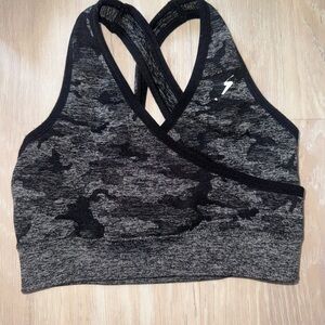 Gymshark Charcoal Camouflage Sports Bra